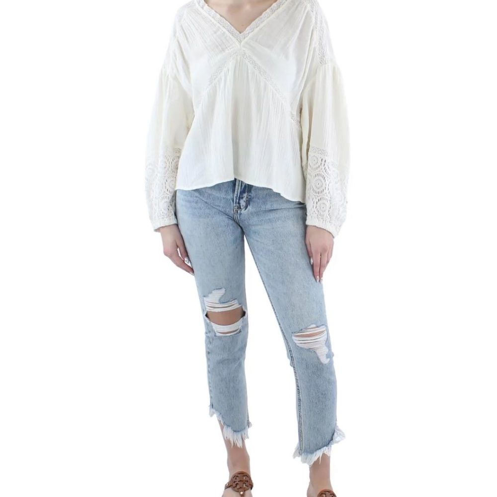NWT SANCTUARY HEIRLOOM GAUZE LACE TRIM PULLOVER TOP